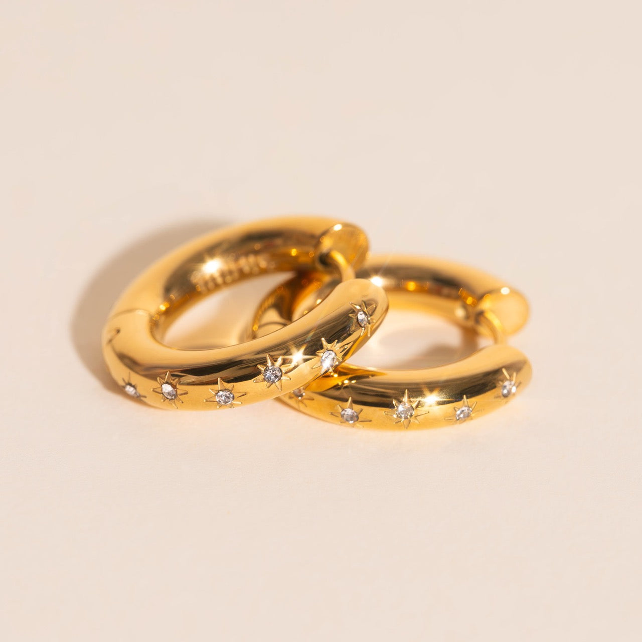 Starburst Chunky Rounded Huggie Hoop Earrings