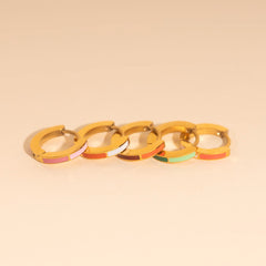 Split Color Huggie Hoop Earrings