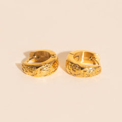 Heirloom Etch Teardrop Super Chunky Huggie Hoop Earrings