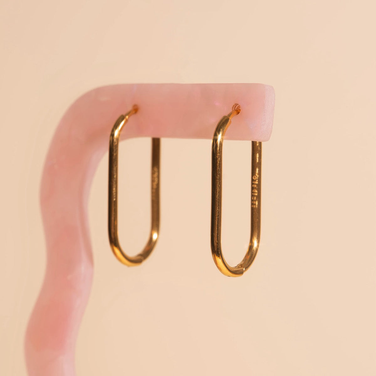 Rectangle Rounded Huggie Hoop Earrings