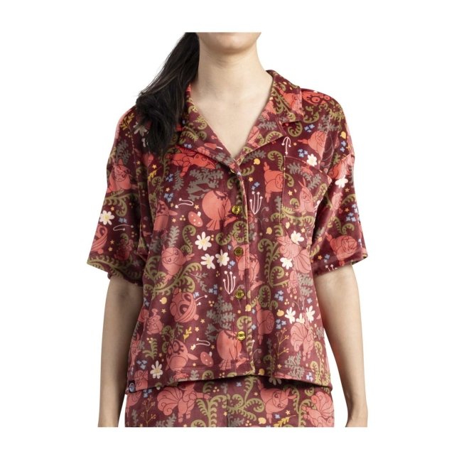 Friends & Foliage Pokémon Sleepwear Button-Up Shirt - Women