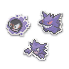Gastly, Haunter & Gengar Pokémon Pixel Pins (3-Pack)