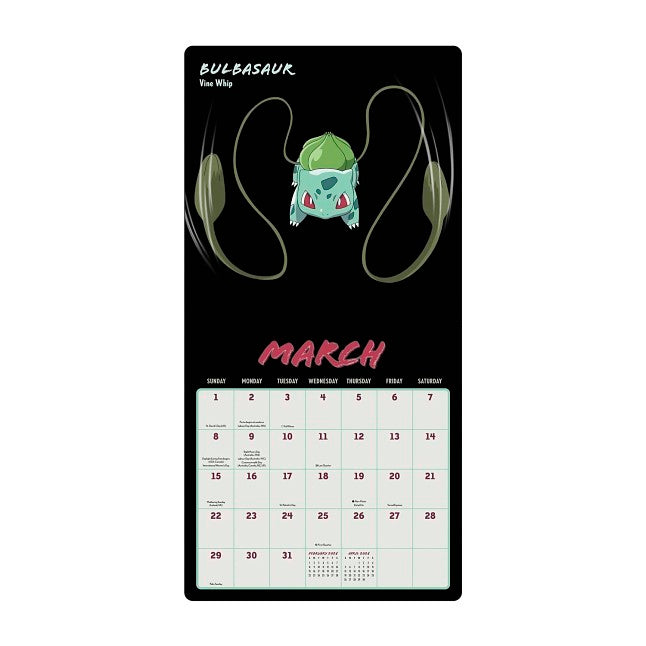 Pokémon Moves 2026 Wall Calendar
