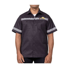 Pikachu Racing Black Short-Sleeve Button-Up Shirt - Adult