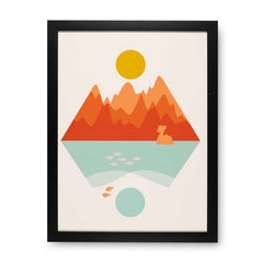 Lapras Mountains Orange Framed Wall Art
