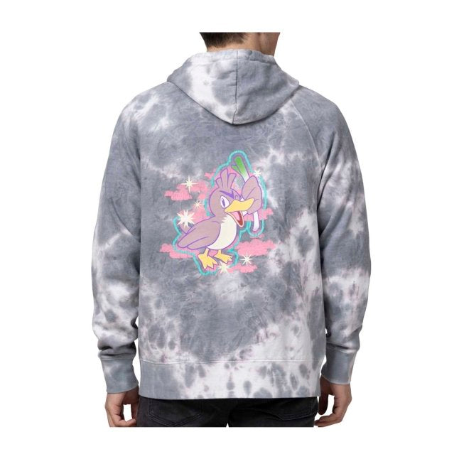 Farfetch'd Pokémon Take Flight Gray Tie-Dye Zip-Up Hoodie - Adult