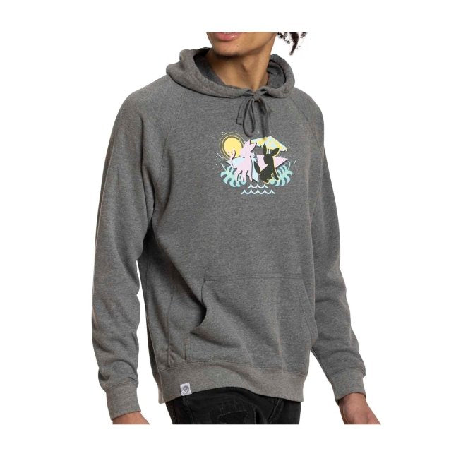 Espeon & Umbreon Summer Fun Heather Gray Fitted Pullover Hoodie - Adult