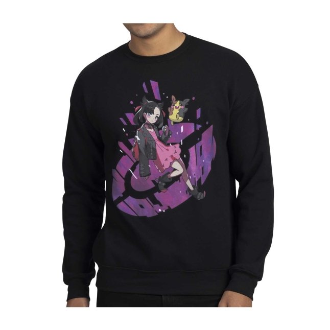 Marnie Pokémon Trainers Black Oversize Drop-Shoulder Crew Neck Sweatshirt - Adult