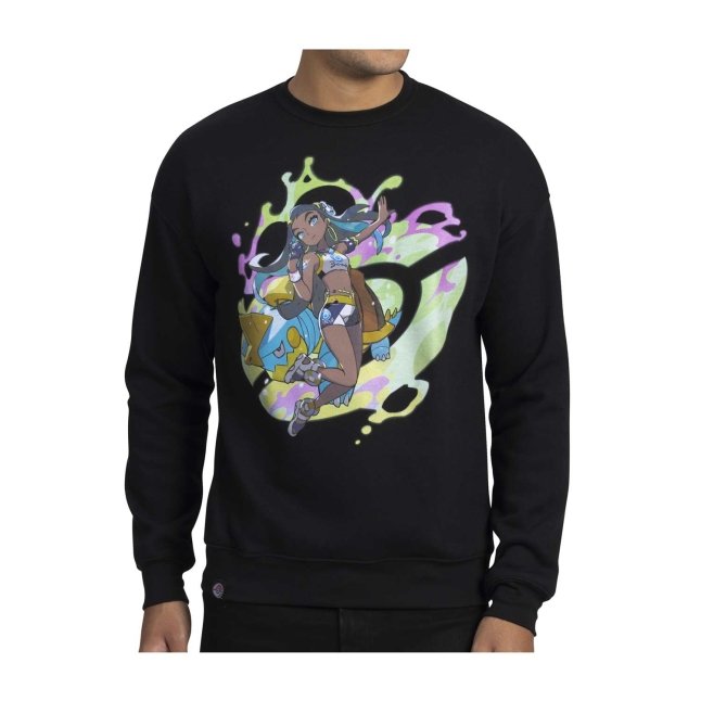 Nessa Pokémon Trainers Black Oversize Drop-Shoulder Crew Neck Sweatshirt - Adult
