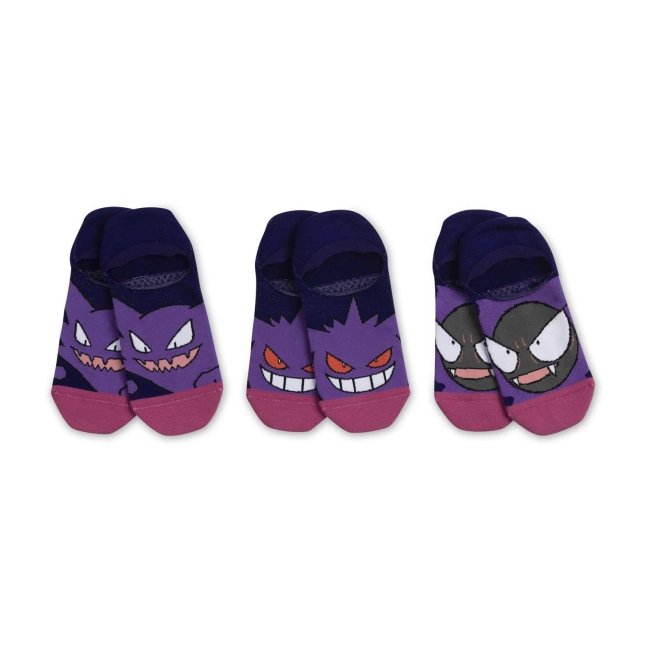 Gastly, Haunter & Gengar Terrifying Trio No-Show Socks (3 Pairs) (One Size-Adult)