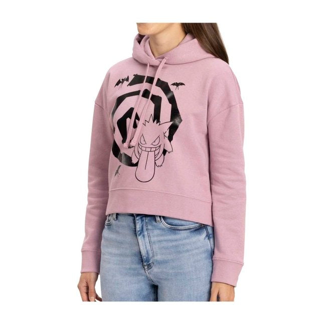 Gengar Lilac Drop-Shoulder Crop Hoodie - Women