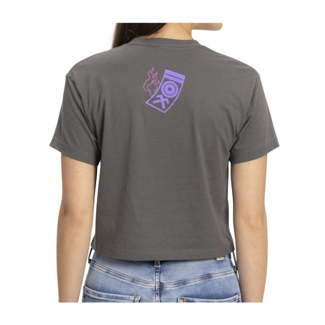 Gengar Gray Relaxed Fit Crew Neck Crop T-Shirt - Women