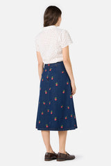 Radish Embroidered Denim Skirt