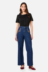 Raspberry Embroidered Jeans