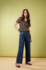 Raspberry Embroidered Jeans