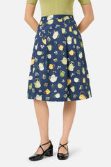 Tea Time Pleated Cotton Skirt