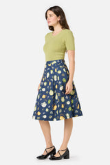 Tea Time Pleated Cotton Skirt