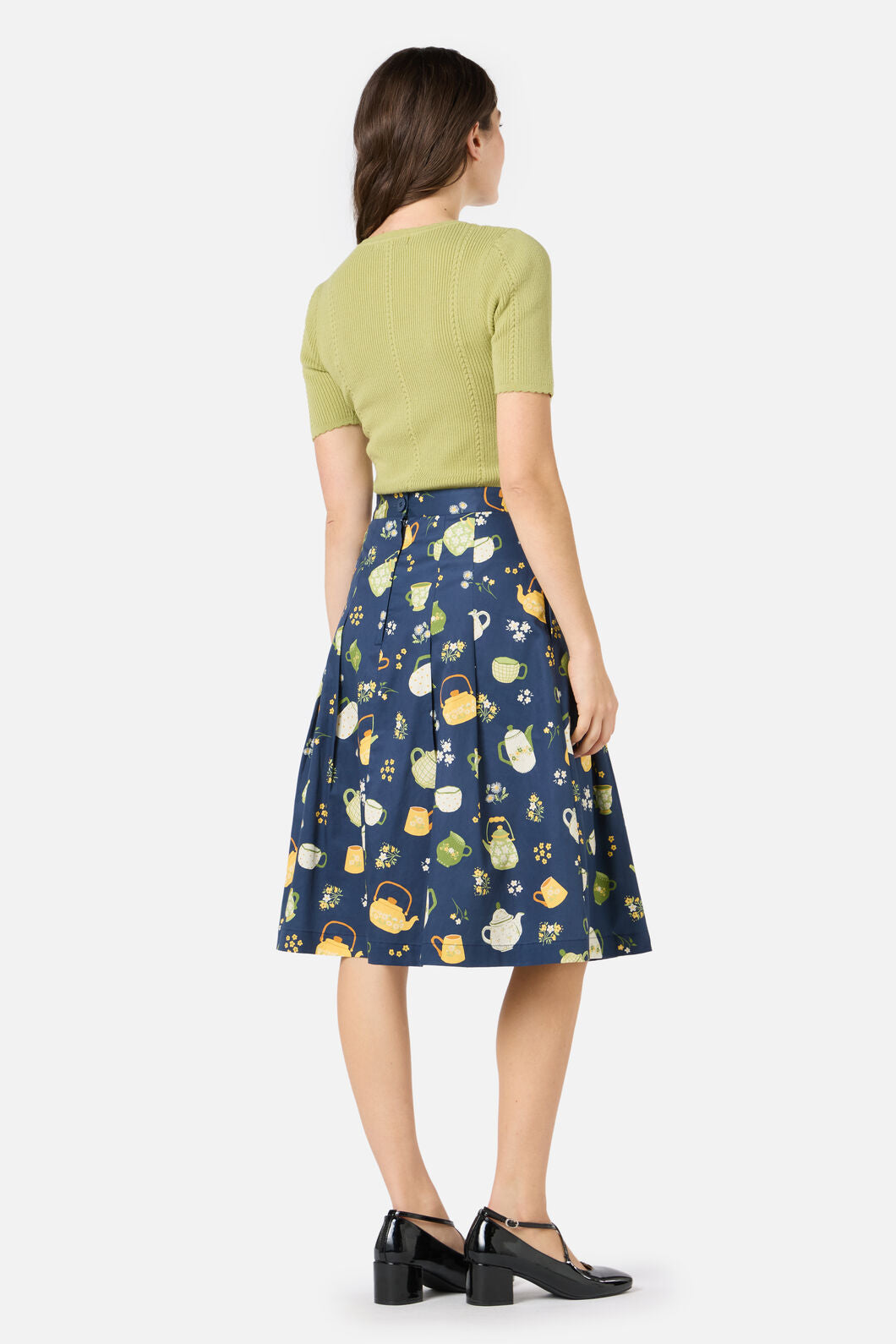 Tea Time Pleated Cotton Skirt