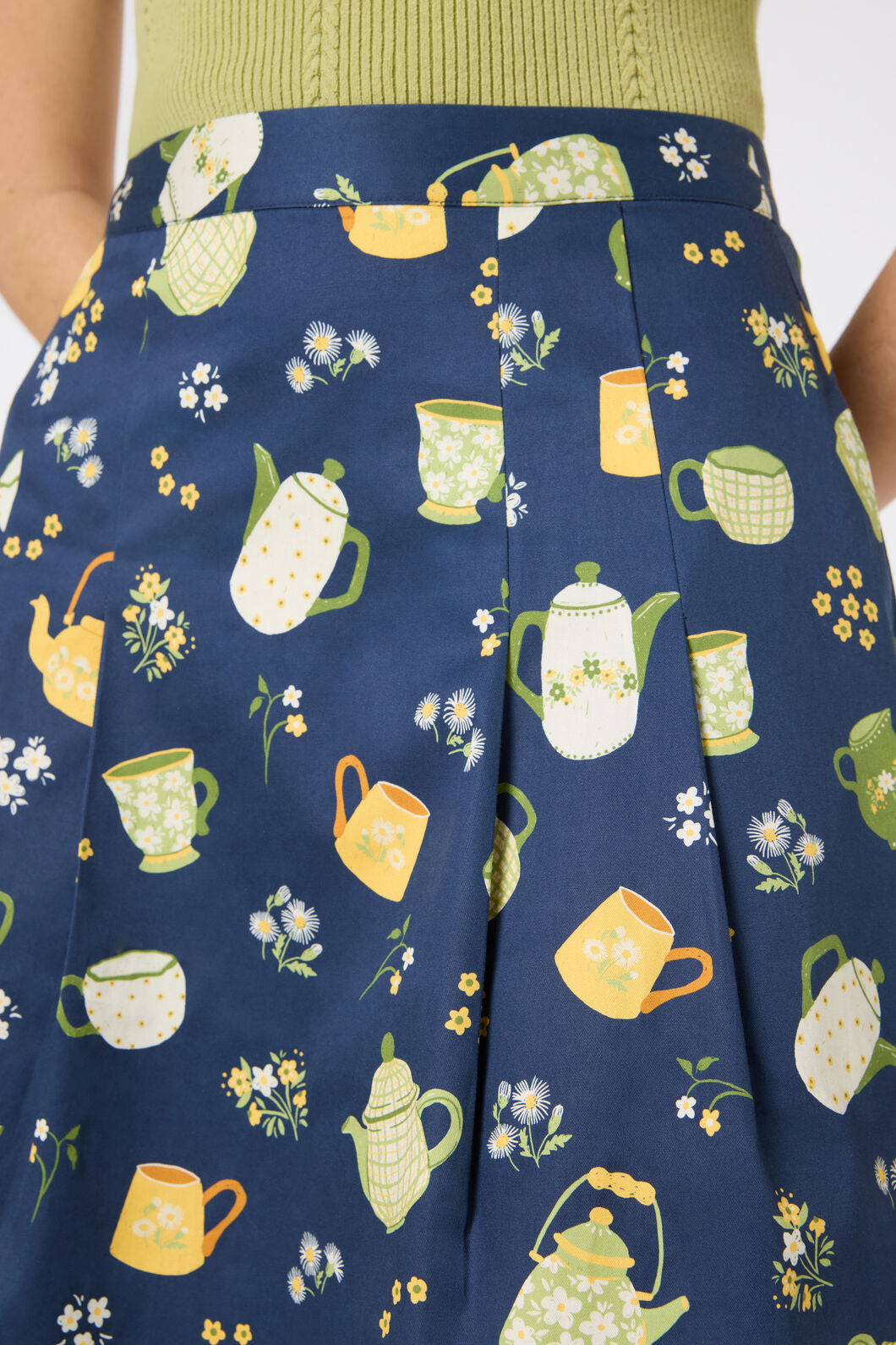 Tea Time Pleated Cotton Skirt