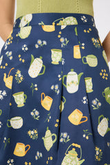 Tea Time Pleated Cotton Skirt