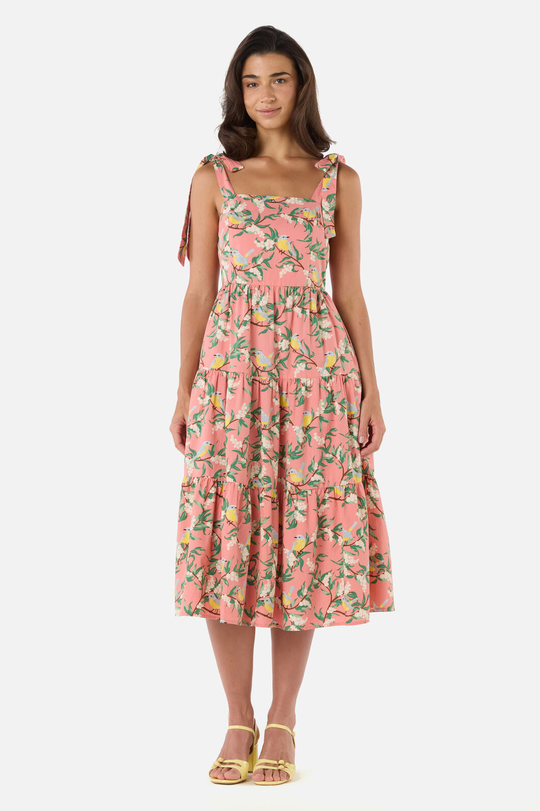 Yellow Robin Tiered Midi Dress