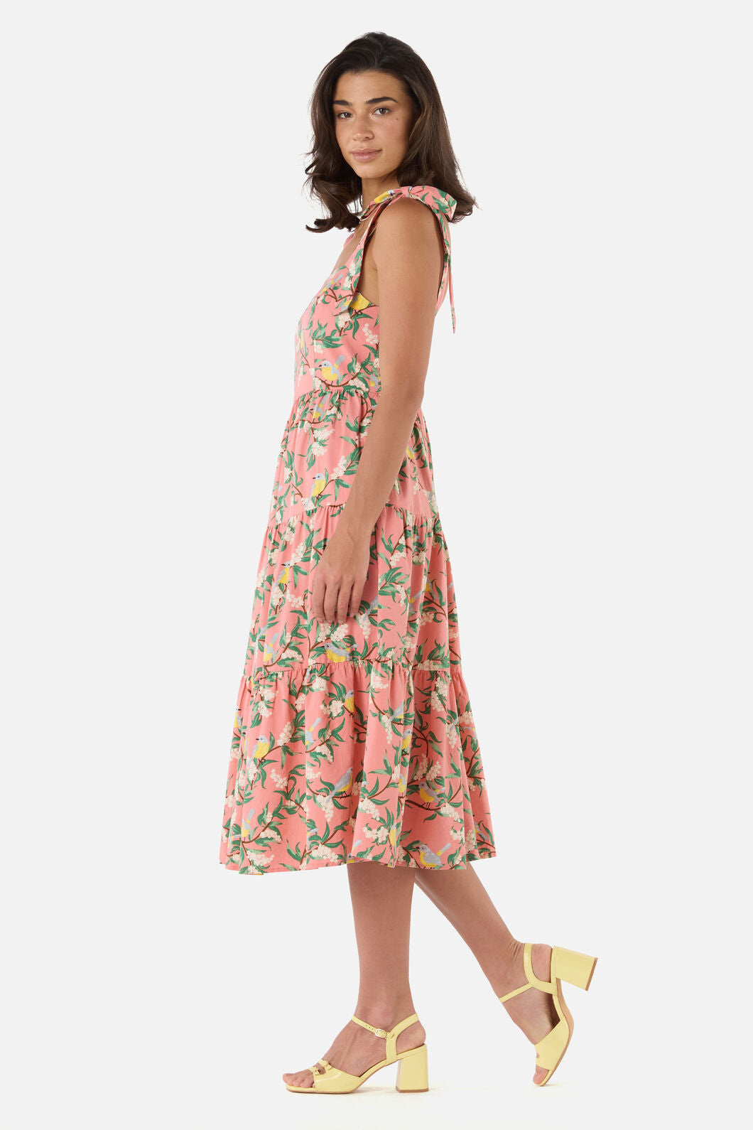 Yellow Robin Tiered Midi Dress