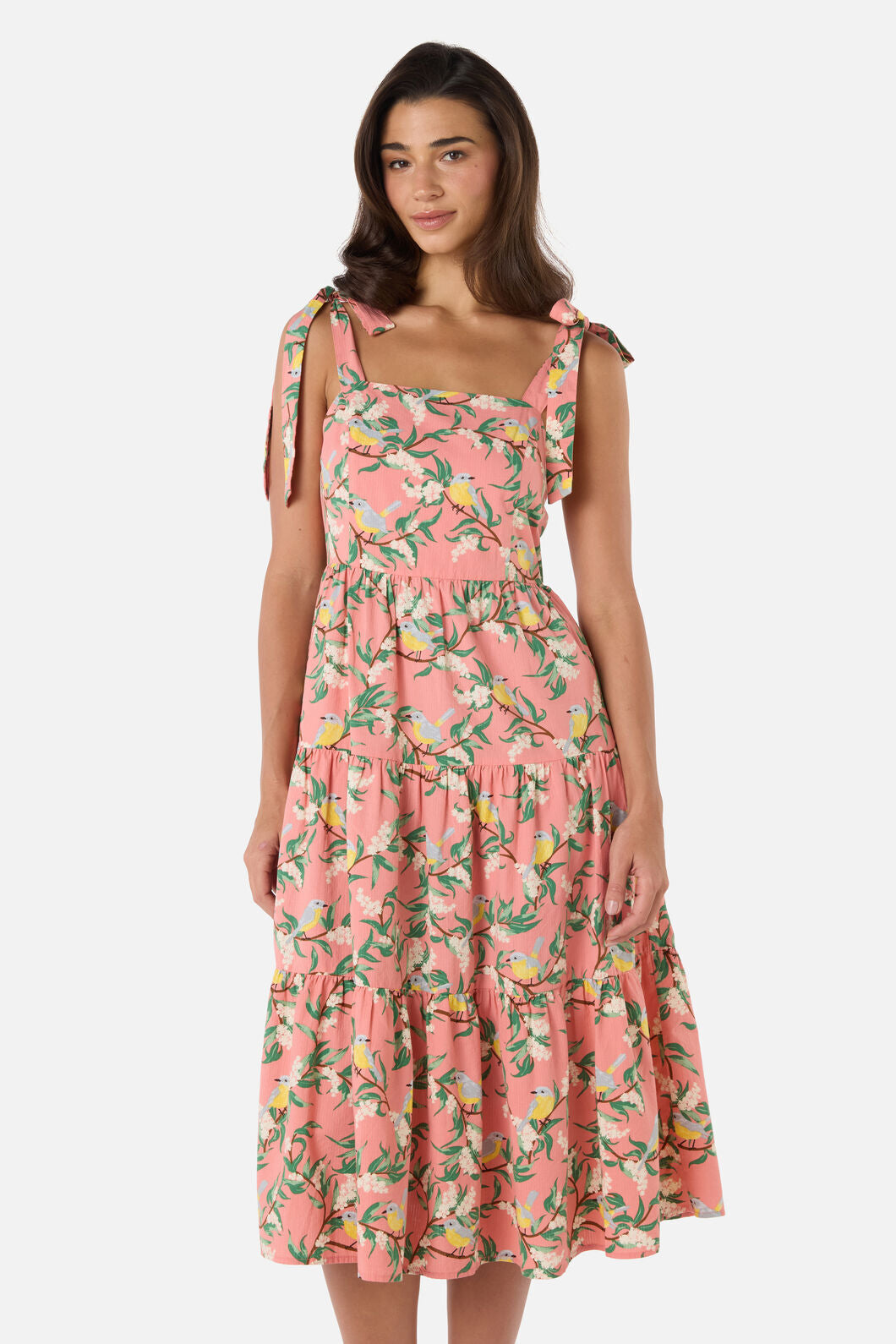 Yellow Robin Tiered Midi Dress