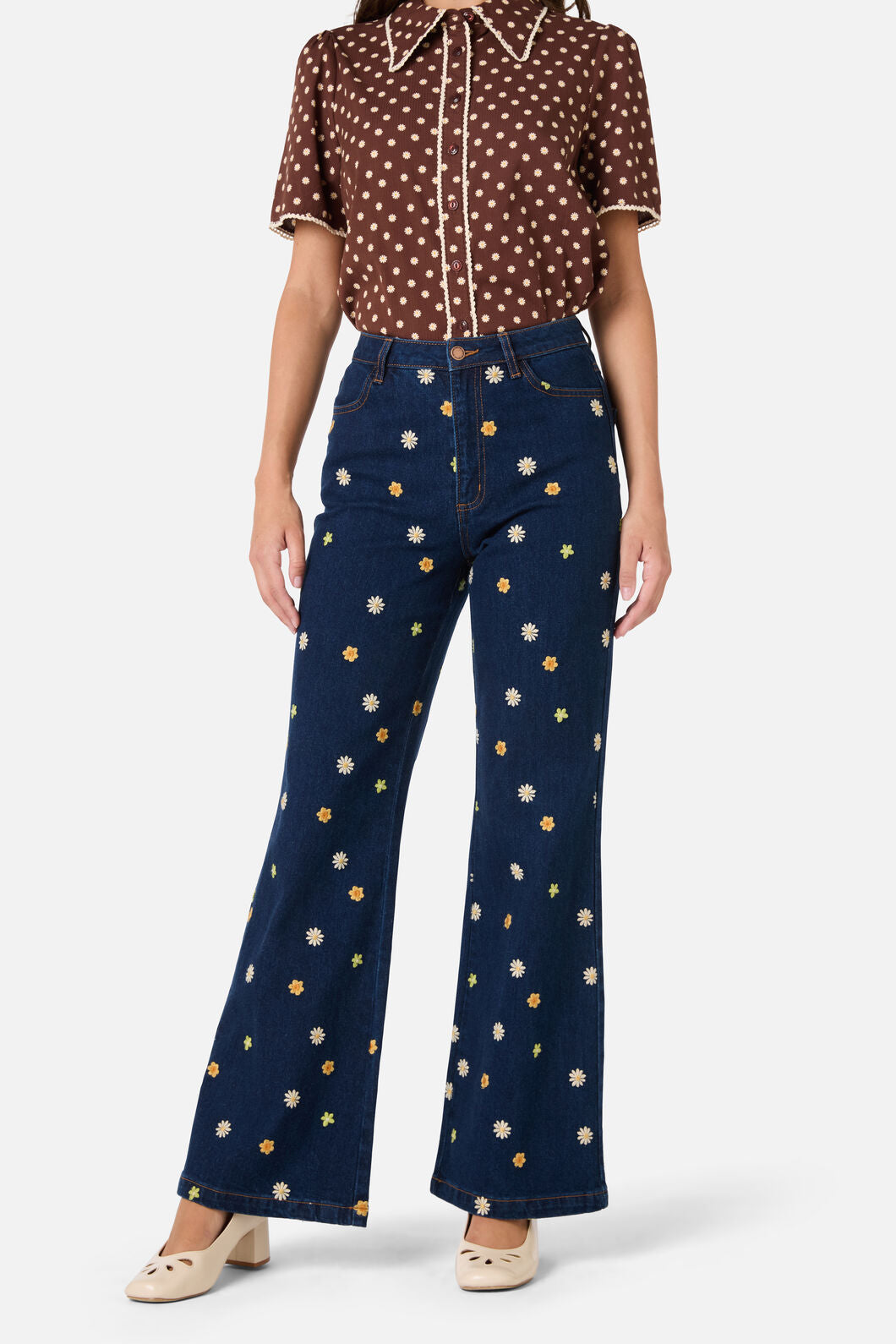 Ditsy Daisy Flared Jeans