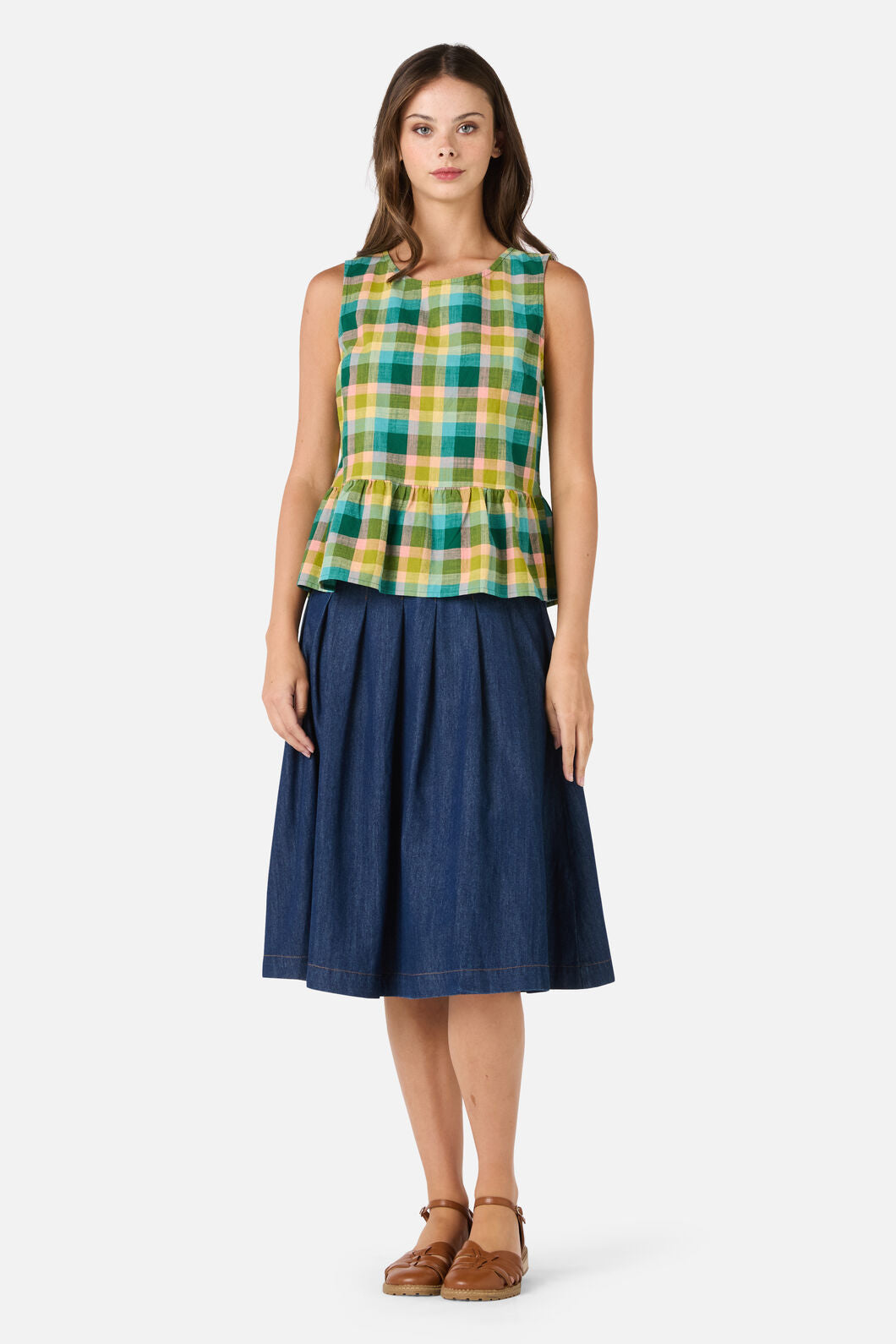 Piper Check Peplum Top