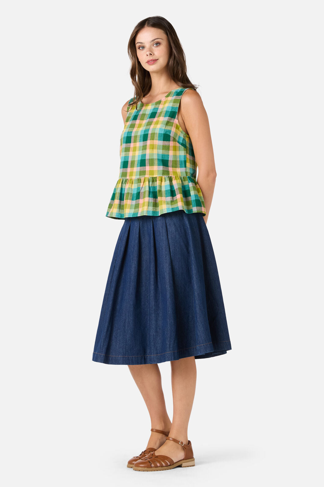 Piper Check Peplum Top