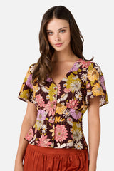 Leonie Floral Top with Tie Back