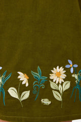 Tree Frog Embroidered Corduroy Mini Dress