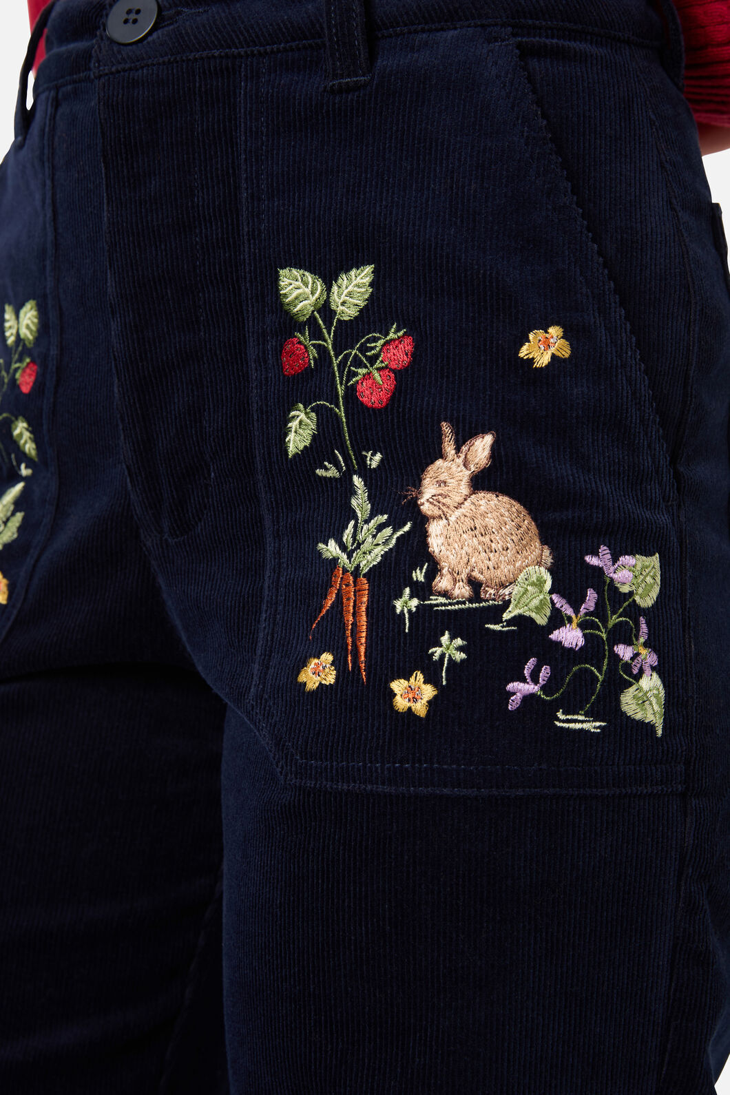 Lola Rabbit Embroidered Corduroy Pants