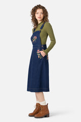 Native Embroidered Denim Pinafore Dress