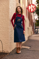 Native Embroidered Denim Pinafore Dress
