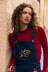Native Embroidered Denim Pinafore Dress