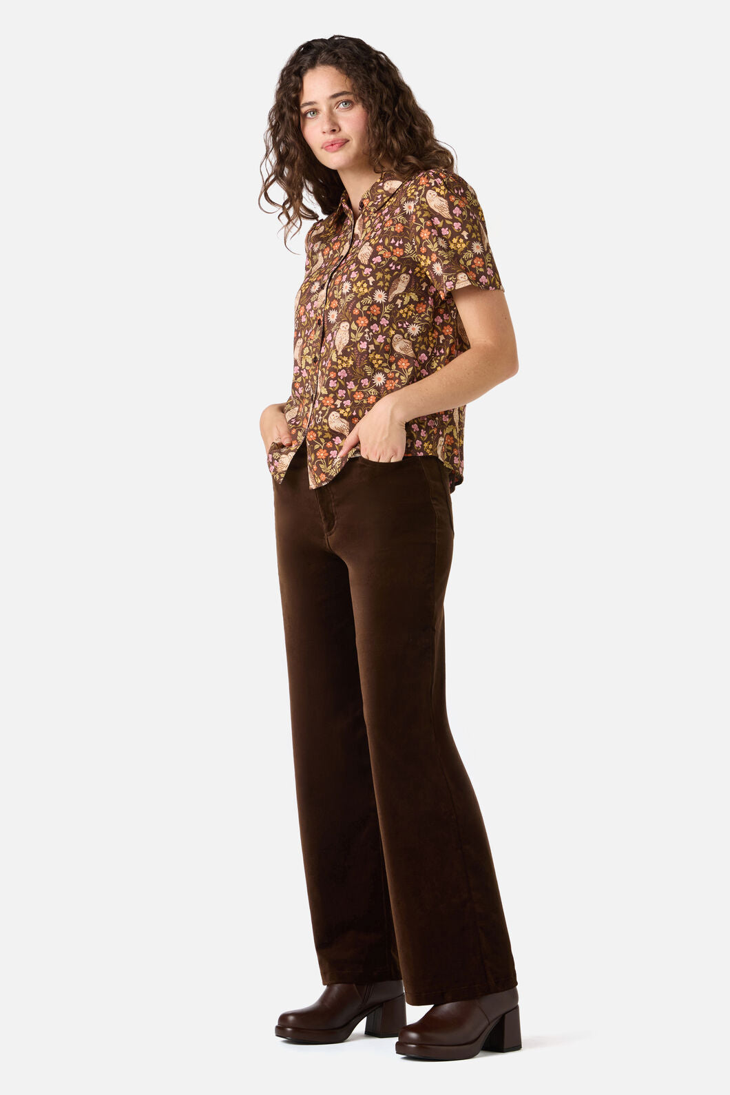 Forest Owl Short Sleeve Blouse