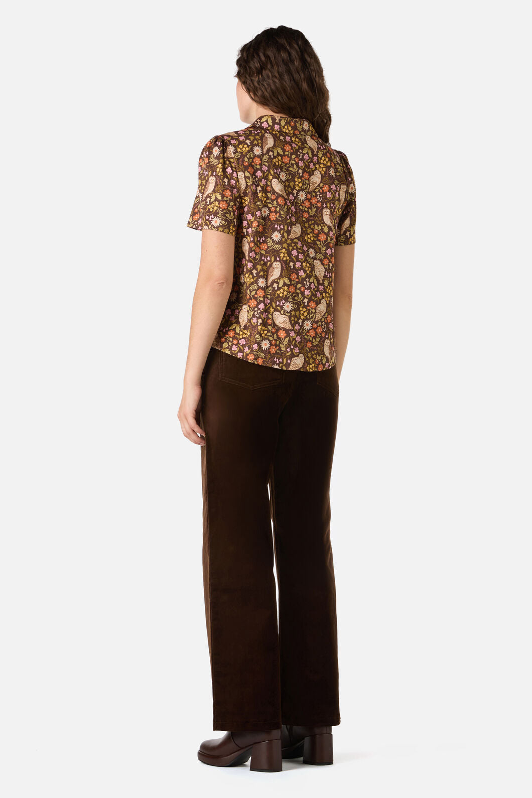 Forest Owl Short Sleeve Blouse