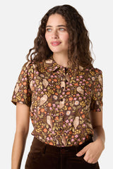 Forest Owl Short Sleeve Blouse
