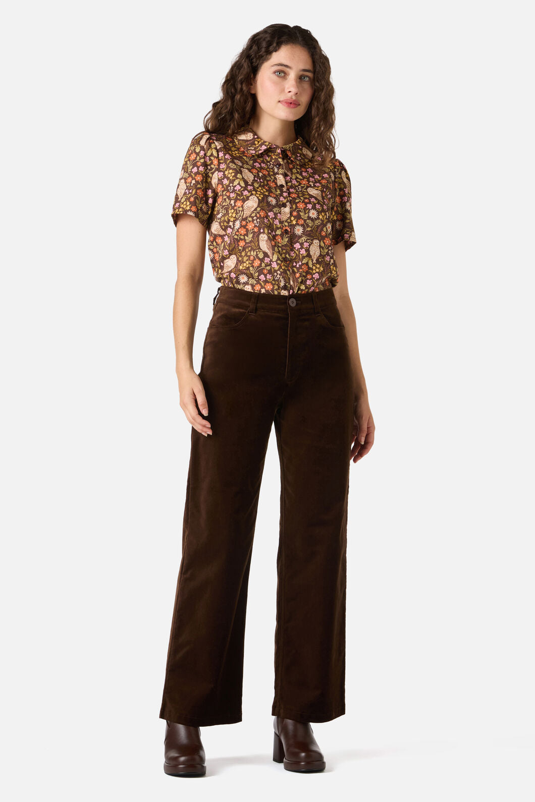 Forest Owl Short Sleeve Blouse