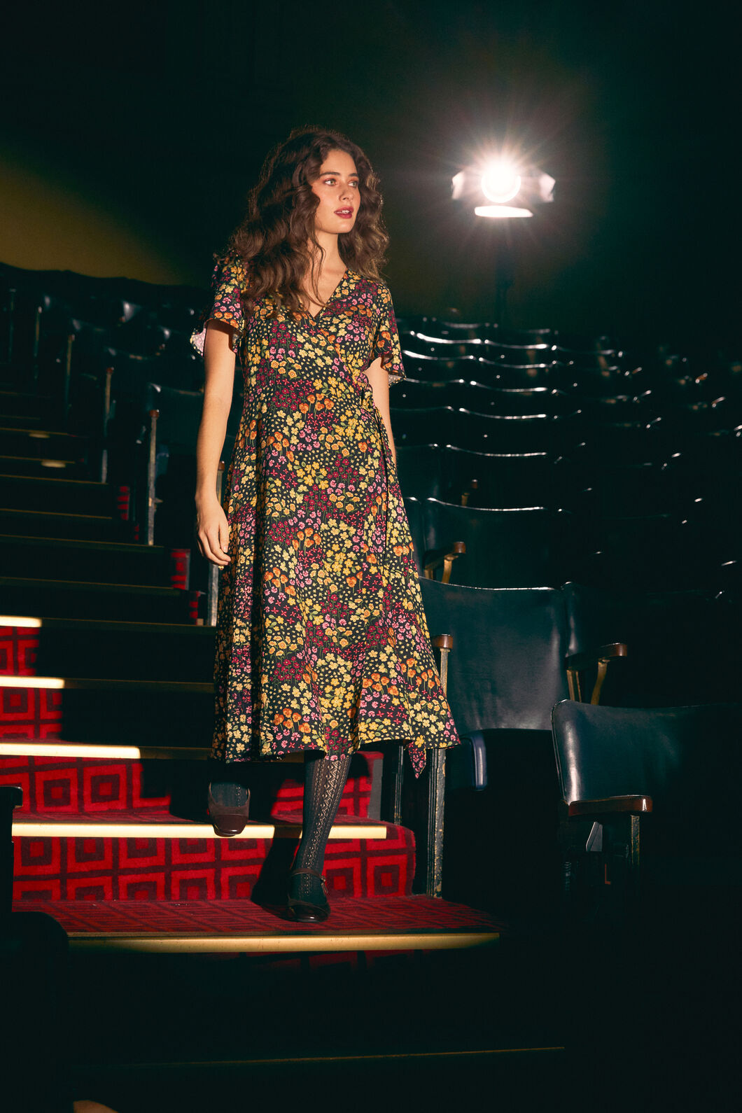 Iris Ditsy Wrap Midi Dress