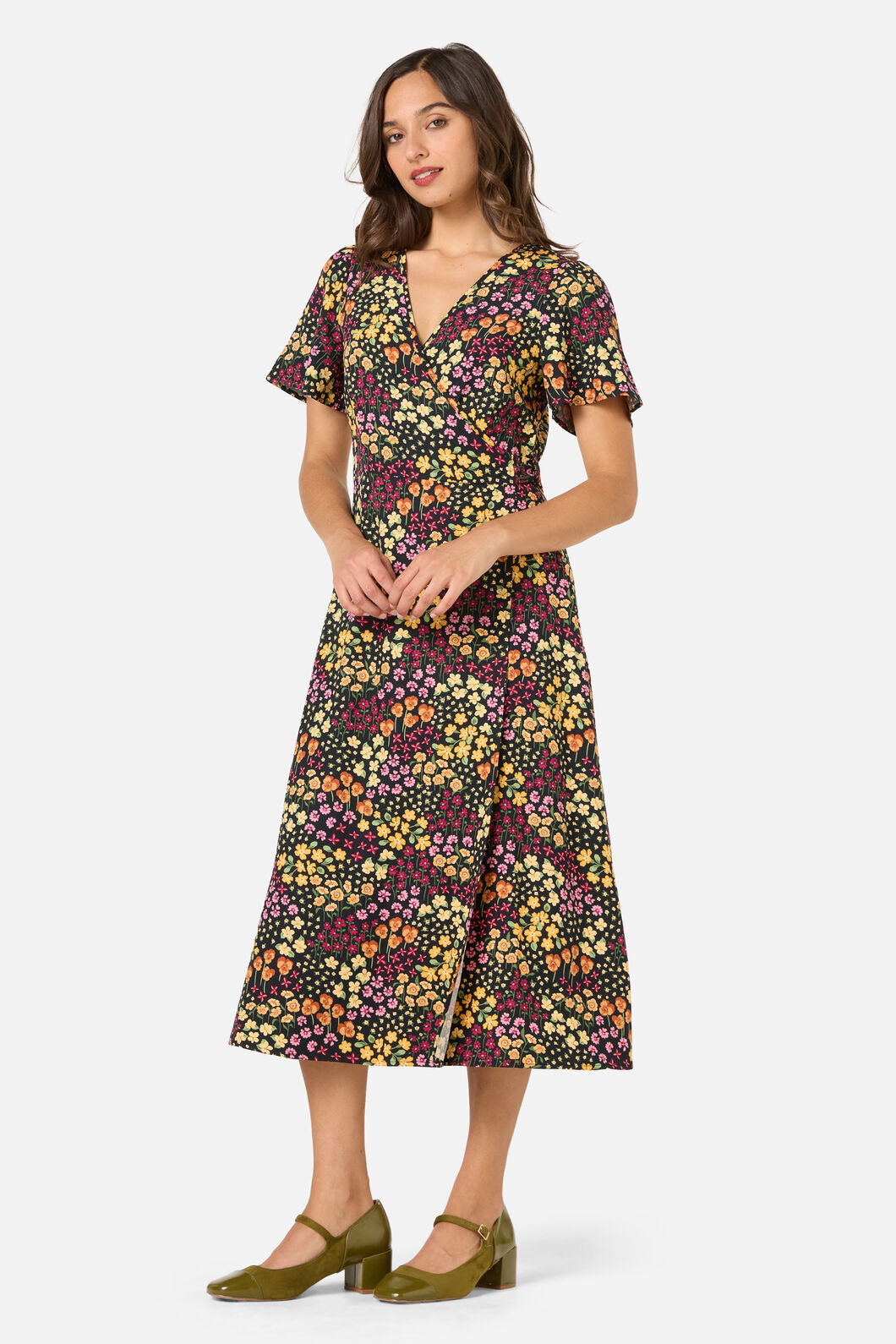 Iris Ditsy Wrap Midi Dress