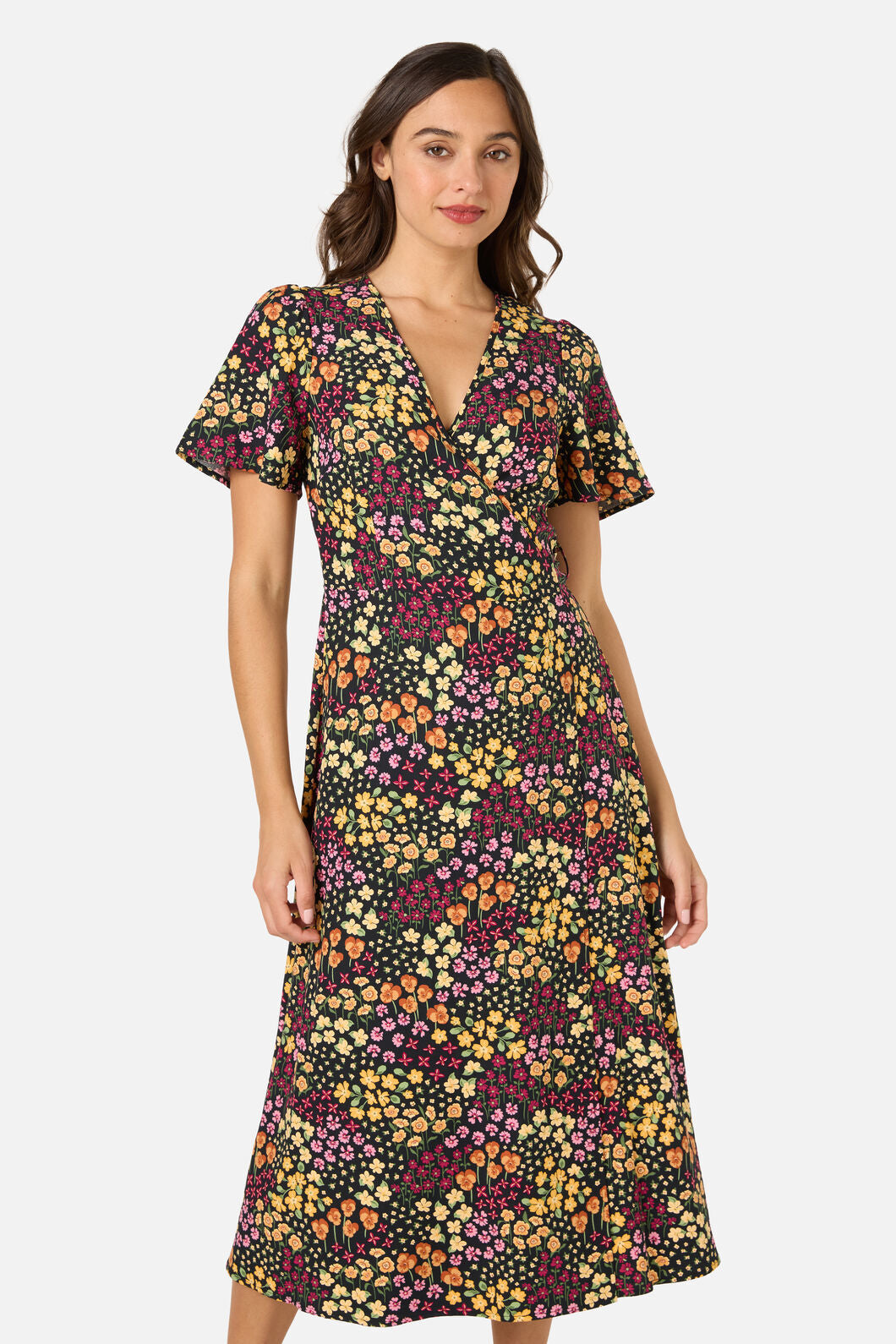 Iris Ditsy Wrap Midi Dress