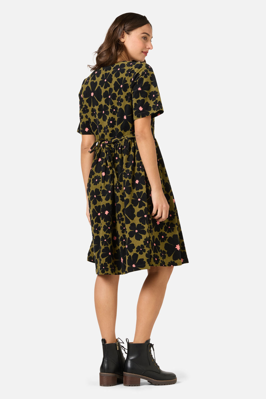 Donna Flower Corduroy Smock Dress