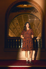 Donna Flower Corduroy Smock Dress