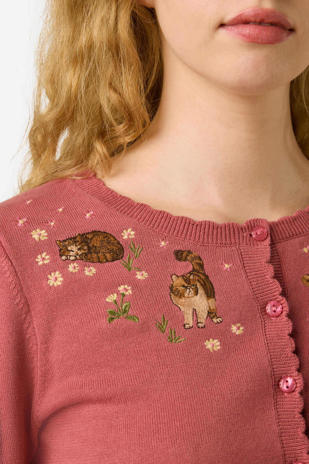 Cute Cats Embroidered Cardigan