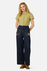 Cute Cats Embroidered Denim Jean