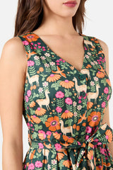 Llama V Neck Sleeveless Dress