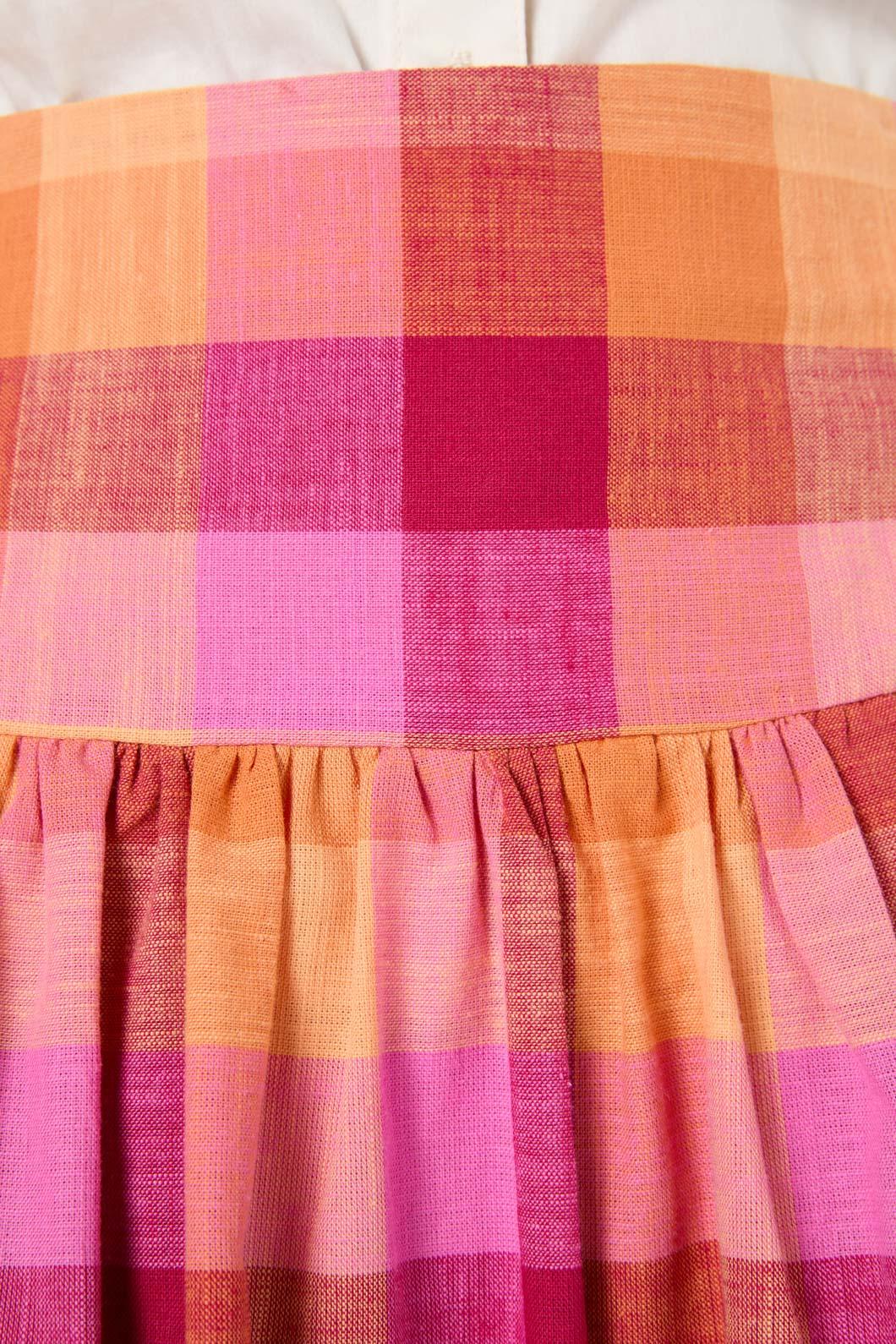 Maxine Check Midi Skirt 100% Cotton