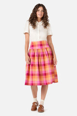 Maxine Check Midi Skirt 100% Cotton